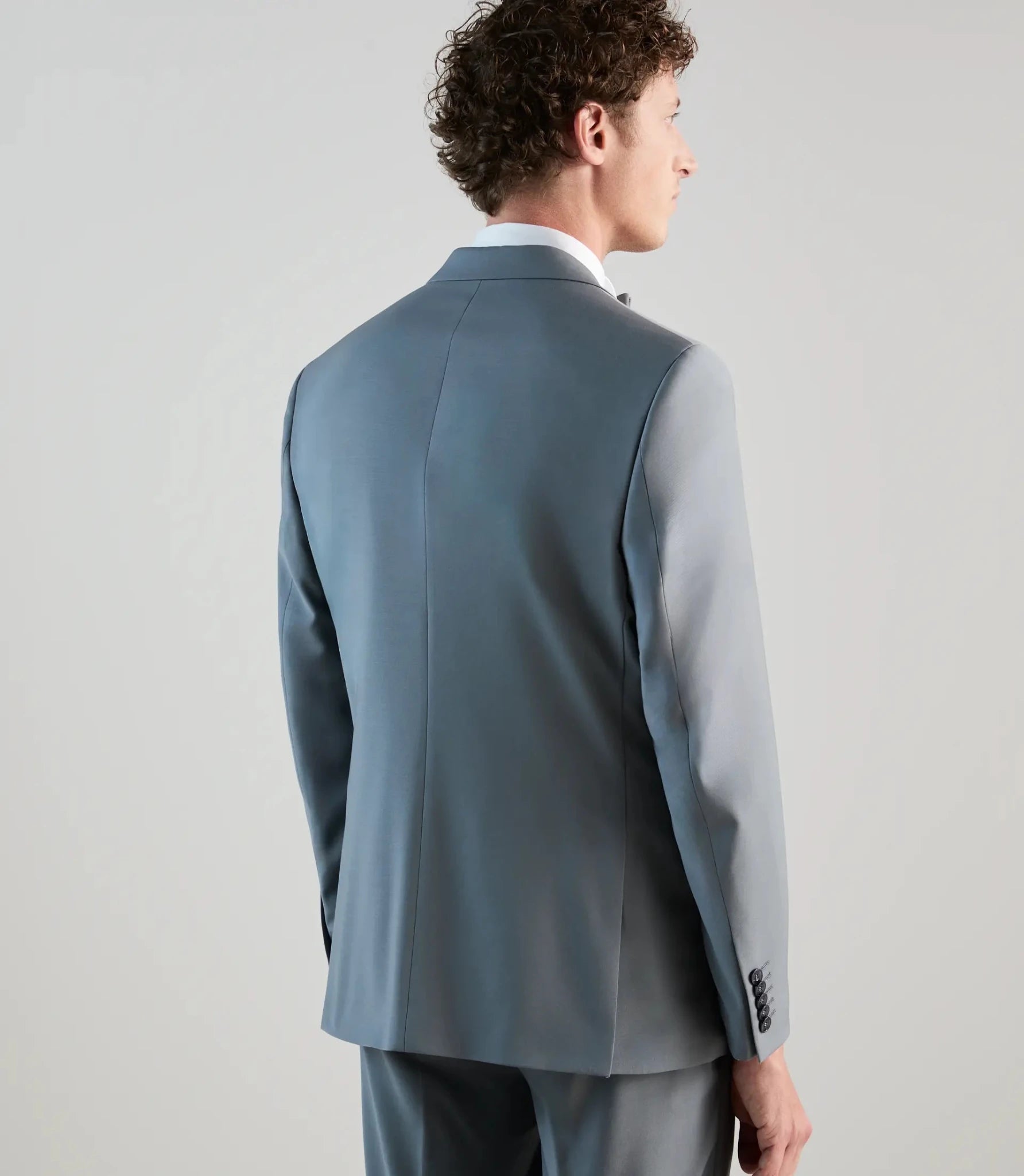 Costume 2 boutons en laine majoritaire bleu gris clair - IZAC