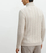 Pull col roulé torsadé beige - IZAC