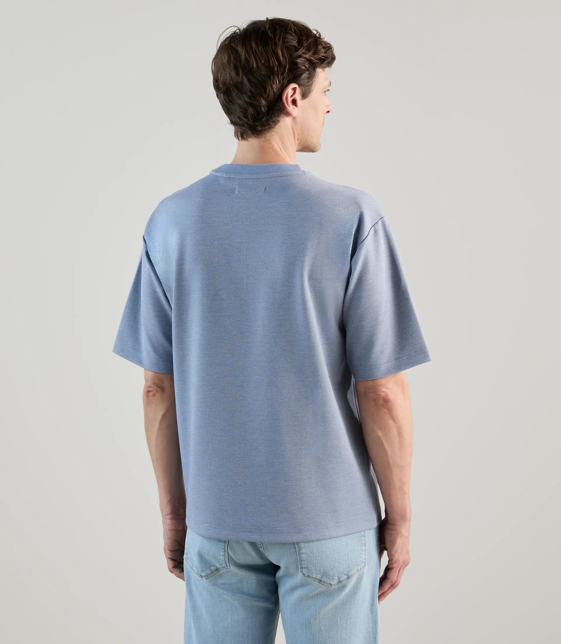 T-shirt col rond en jeu de points indigo - IZAC