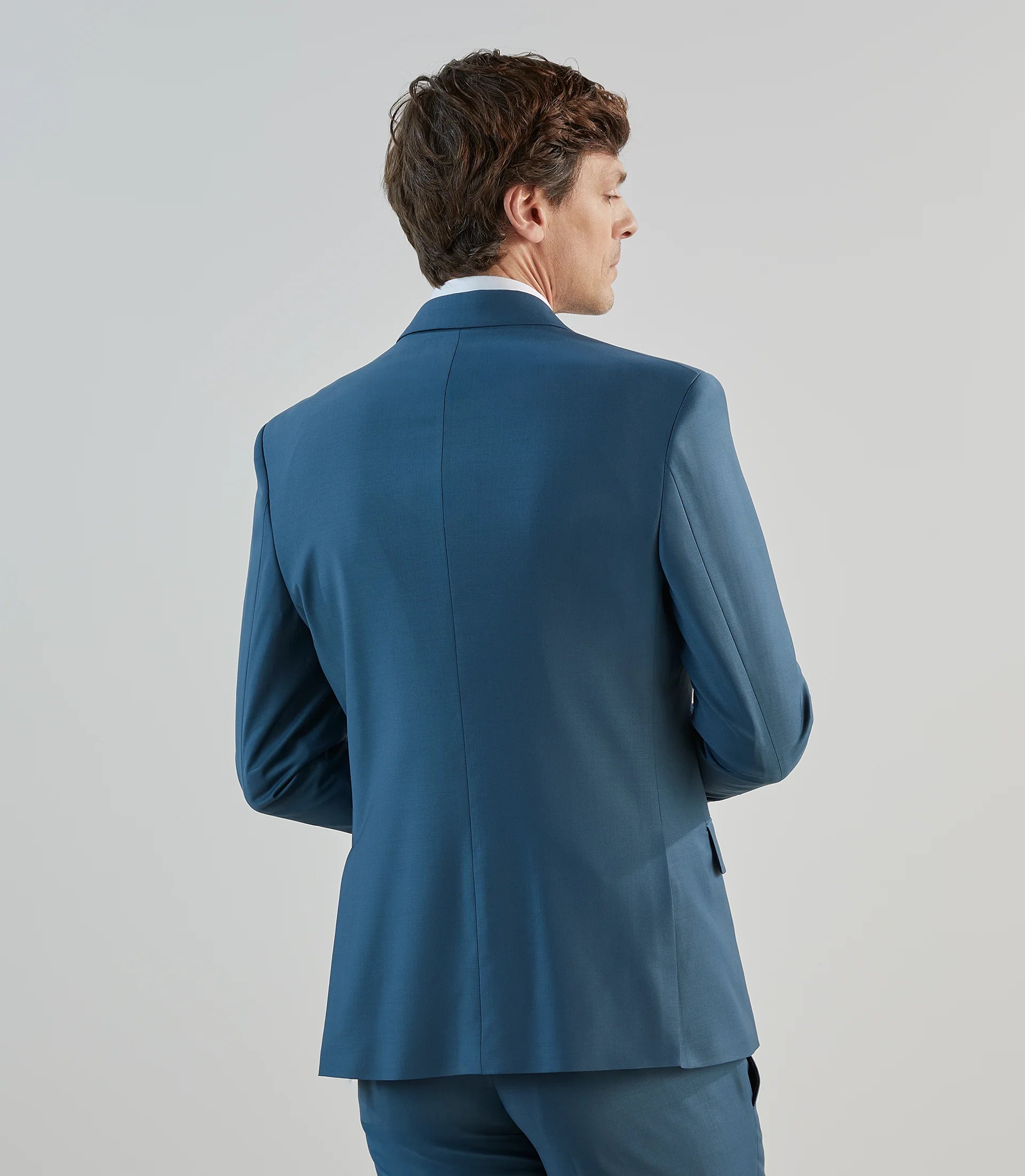 Costume 2 boutons en laine majoritaire bleu vert - IZAC
