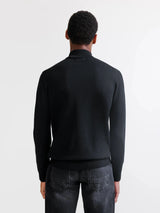 Pull col cheminée mérinos noir