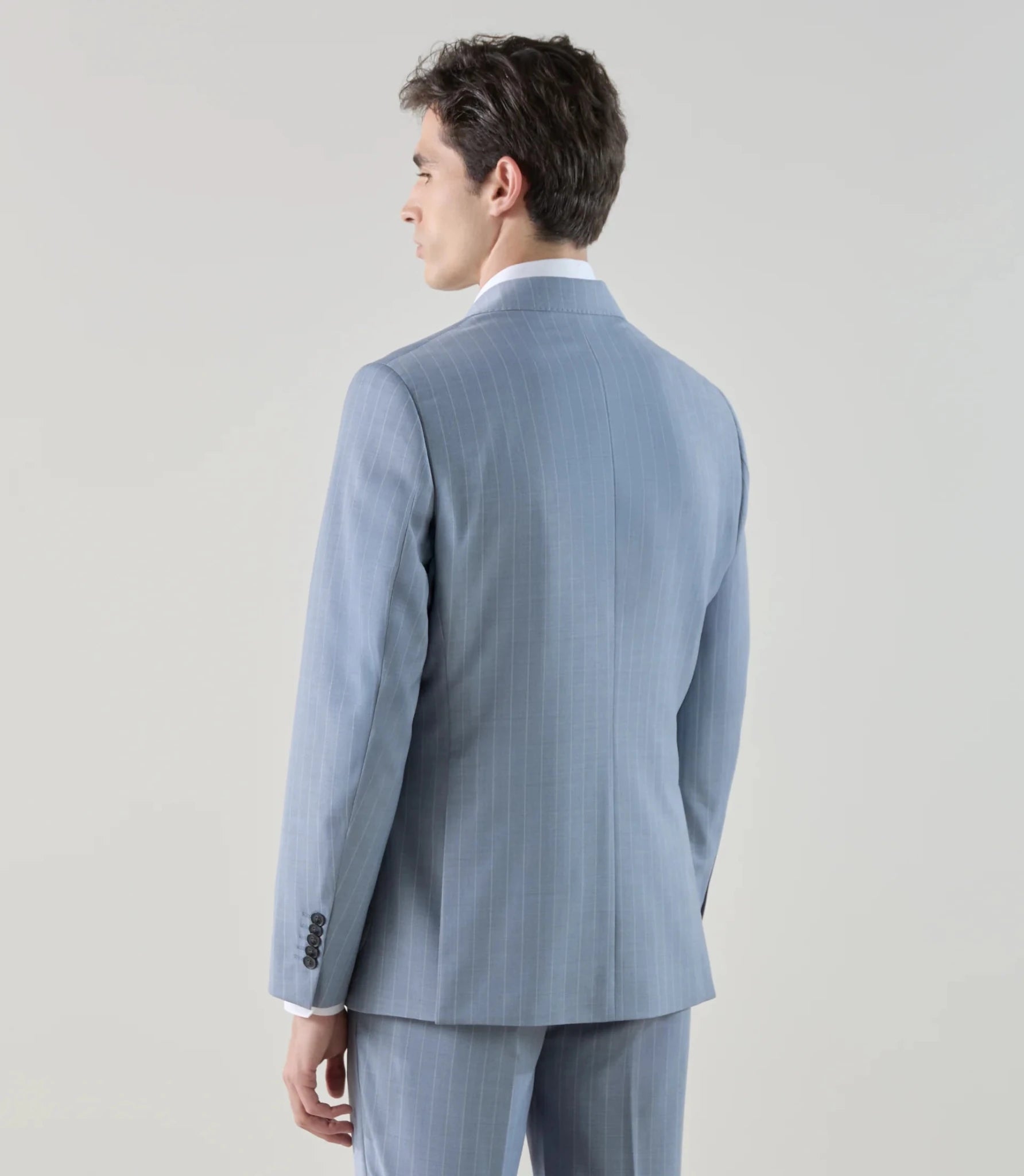 Costume croisé en laine mélangée bleu ciel - IZAC