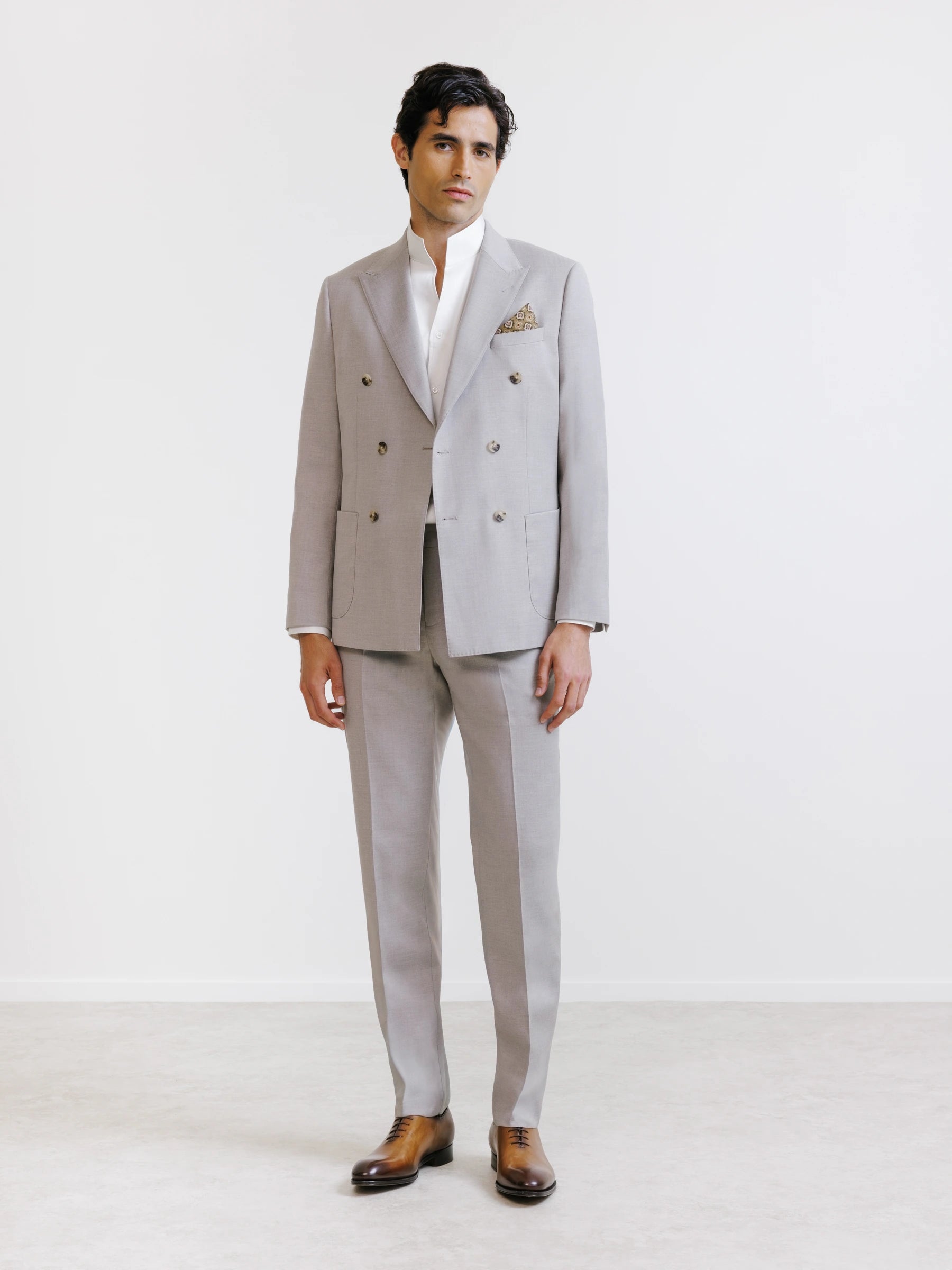 Beige double-breasted suit