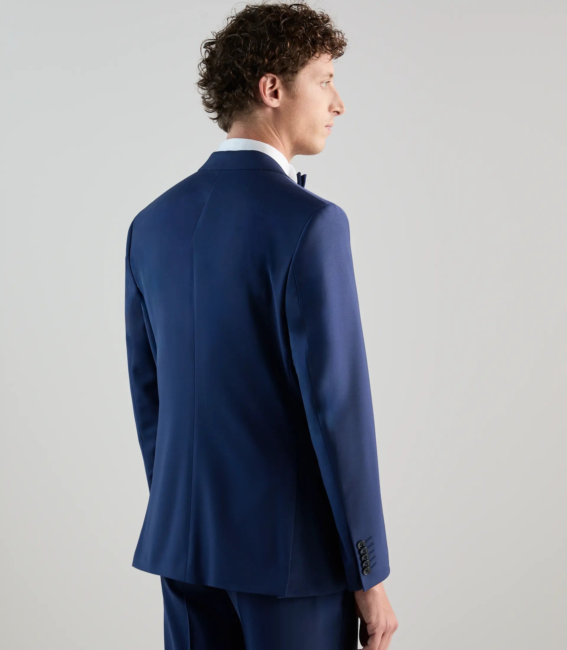 Costume 2 boutons en laine majoritaire bleu - IZAC