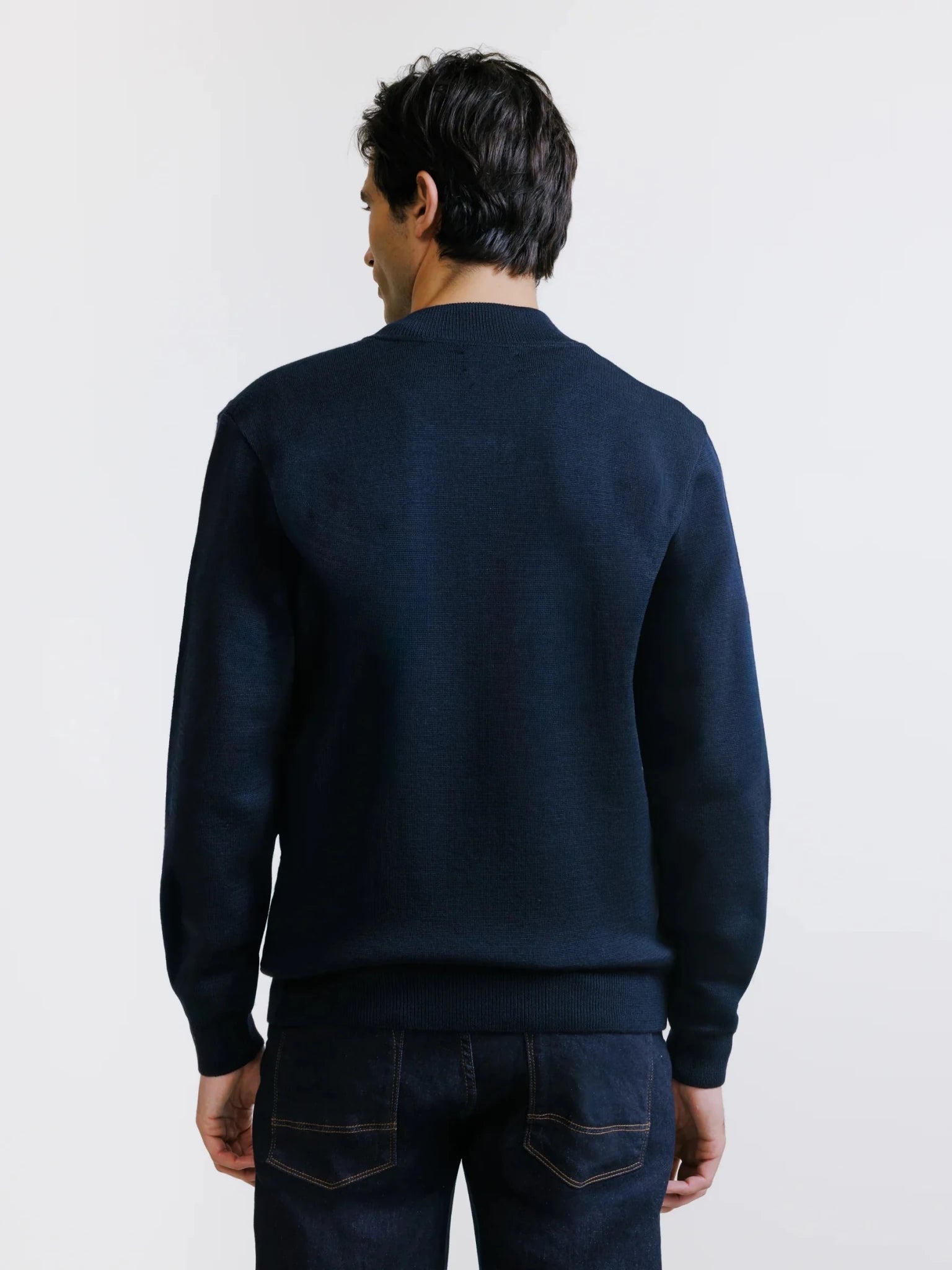 Gilet zippé à jeux de points marine - IZAC