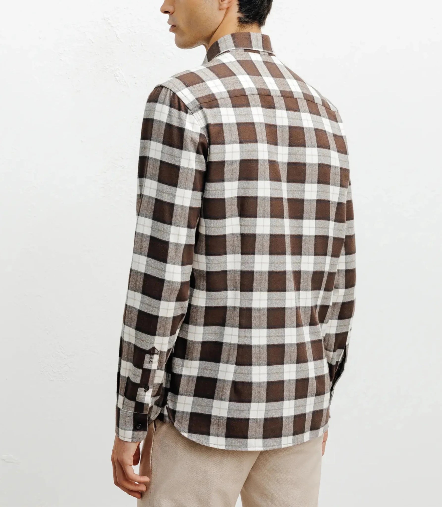 Chemise casual à petits carreaux marron - IZAC