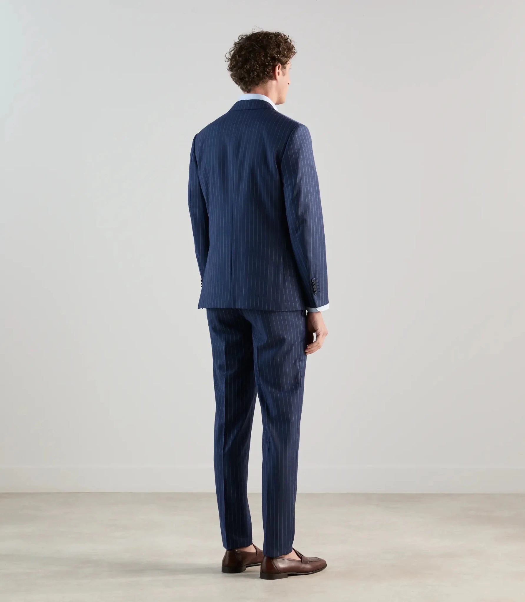 Costume 2 boutons en laine majoritaire bleu denim - IZAC