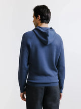 Pull à capuche en maille bleu gris - IZAC