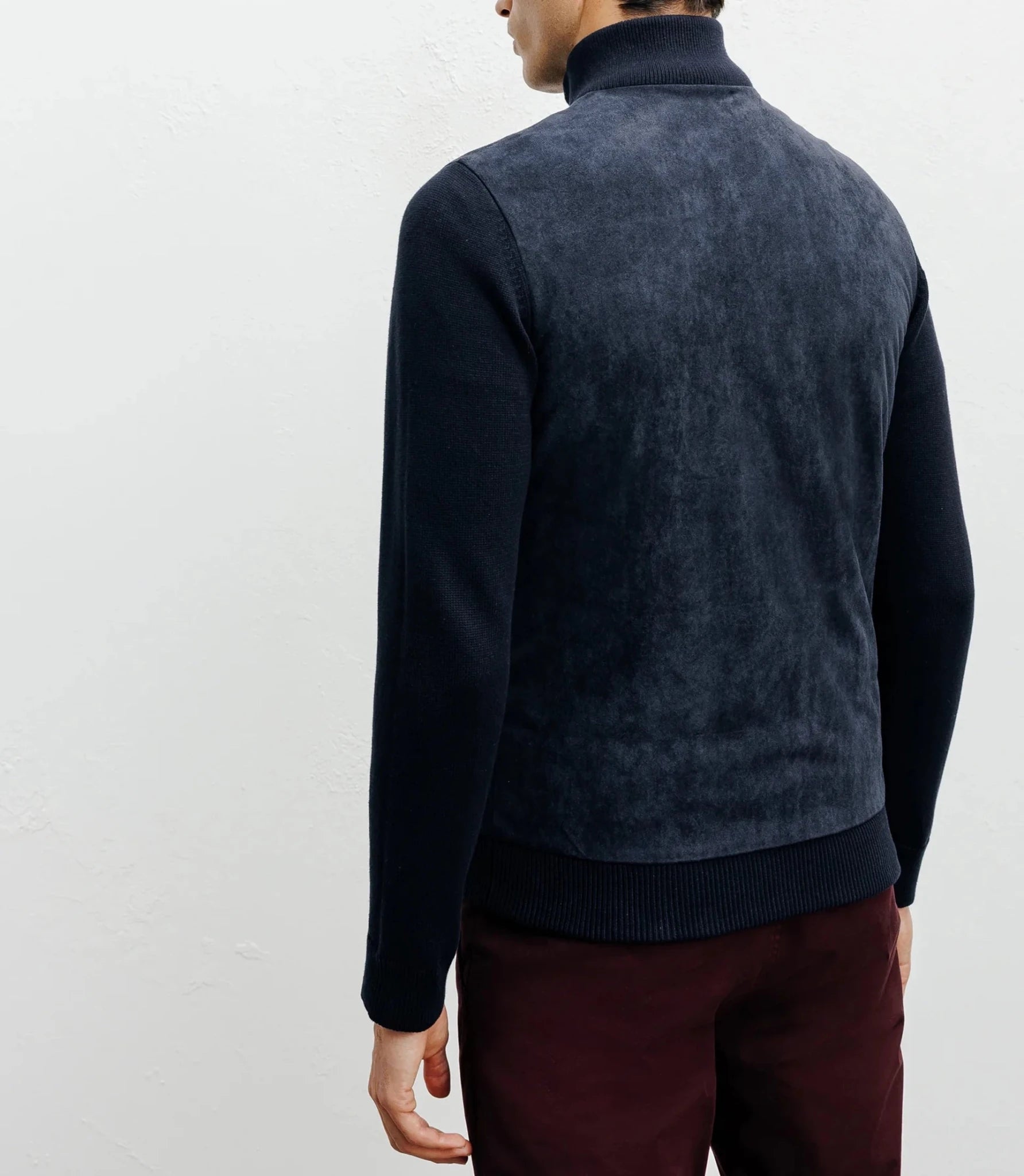 Gilet zip bi-matière marine - IZAC