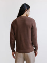 Pull col rond à jeu de points tabac