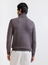 Pull en laine col roulé marron - IZAC