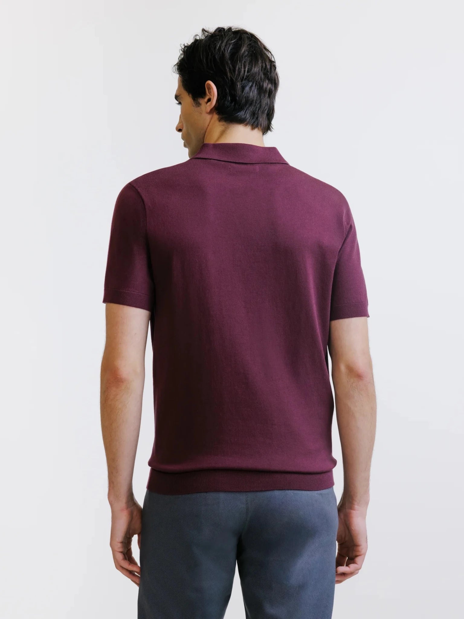 Polo col ouvert en maille bordeaux - IZAC