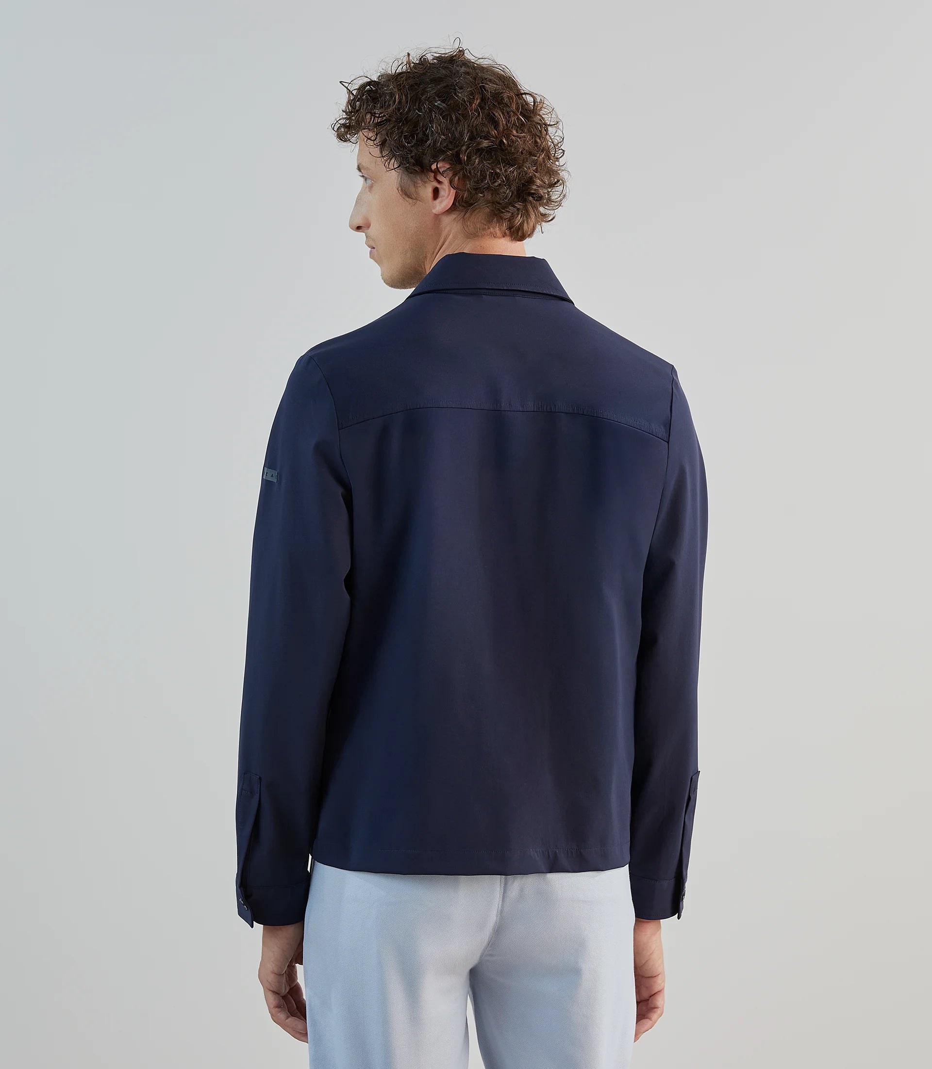 Blouson col chemise tissu technique marine - IZAC