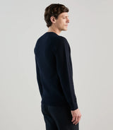 Pull col rond en jeu de points marine - IZAC