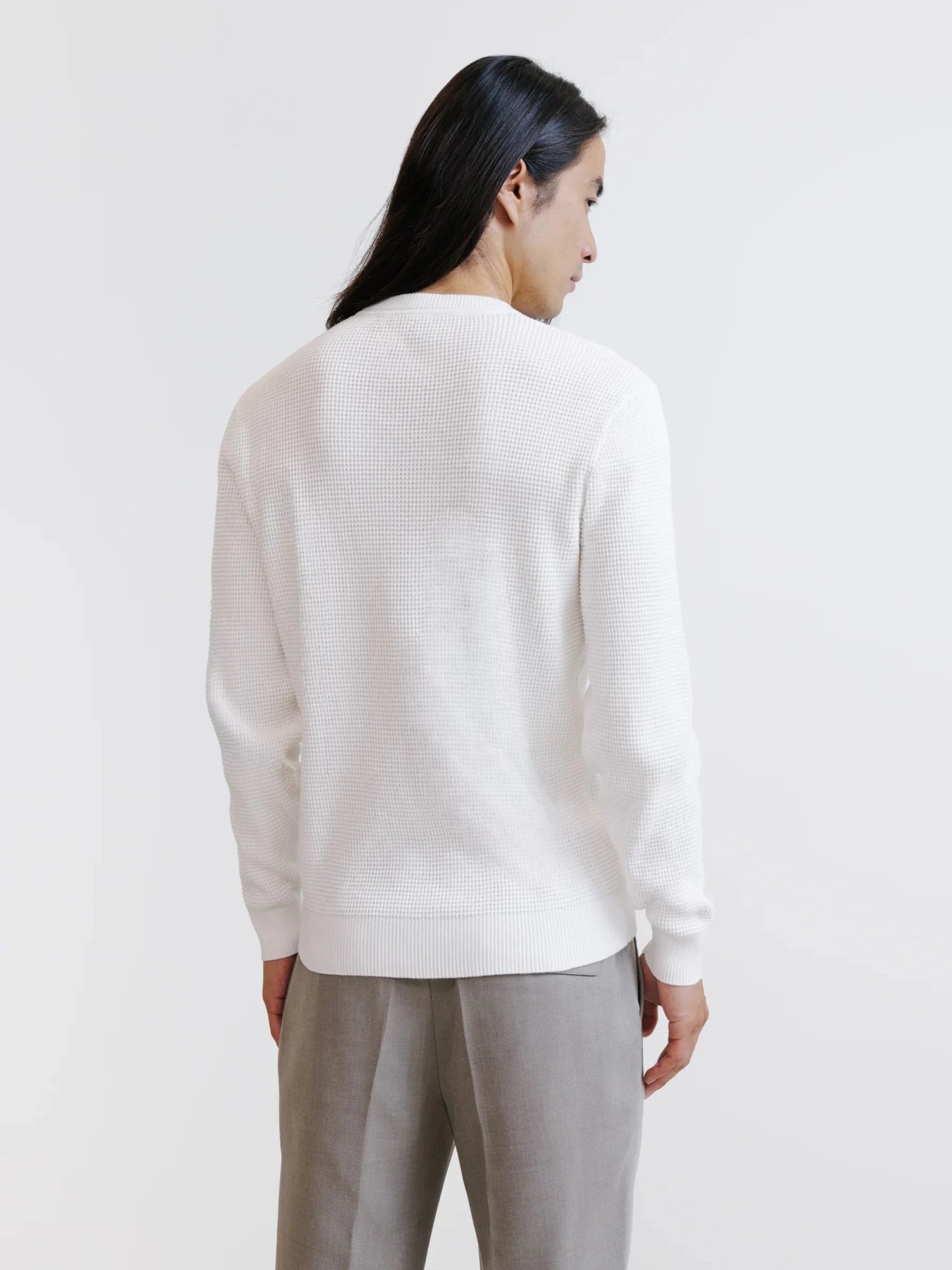 Pull col rond à jeux de points écru - IZAC