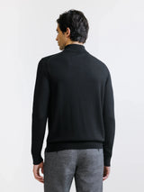 Black merino half-zip sweater