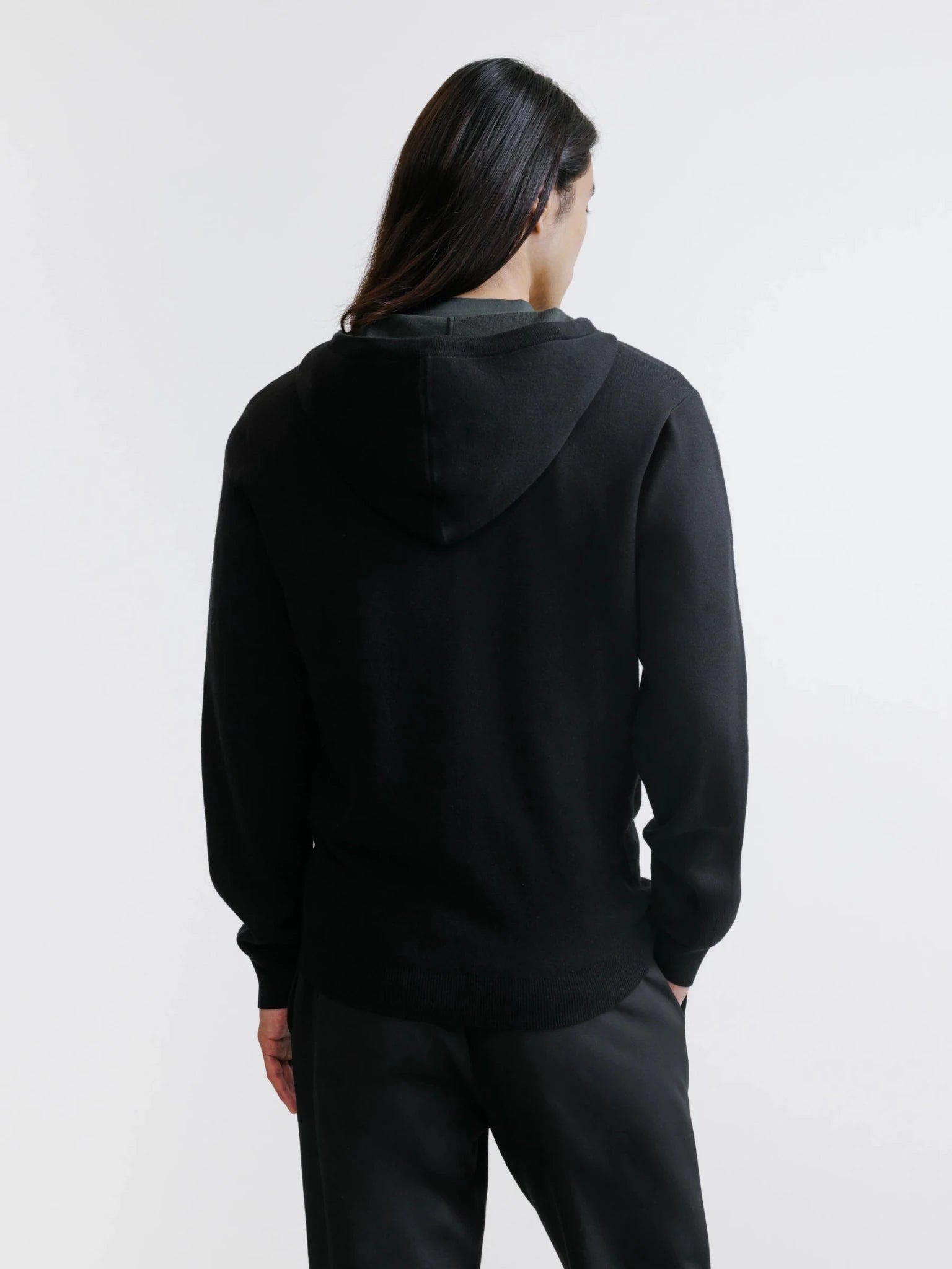 Hoodie en maille à capuche demi-zippé noir - IZAC