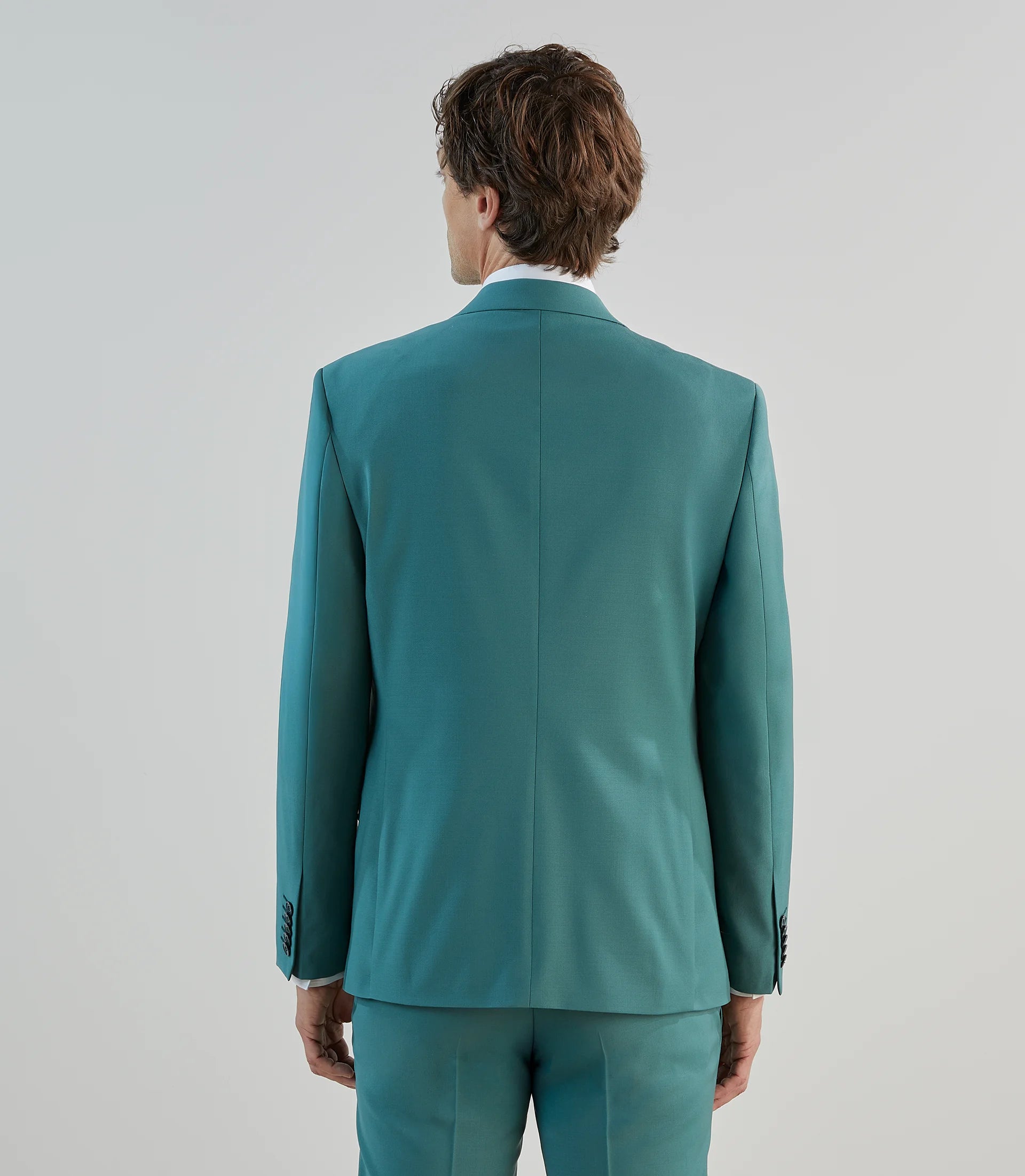 Costume 2 boutons en laine majoritaire vert - IZAC
