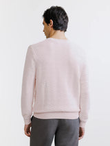 Pull jacquard col rond rose