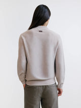 Pull col polo zippé beige