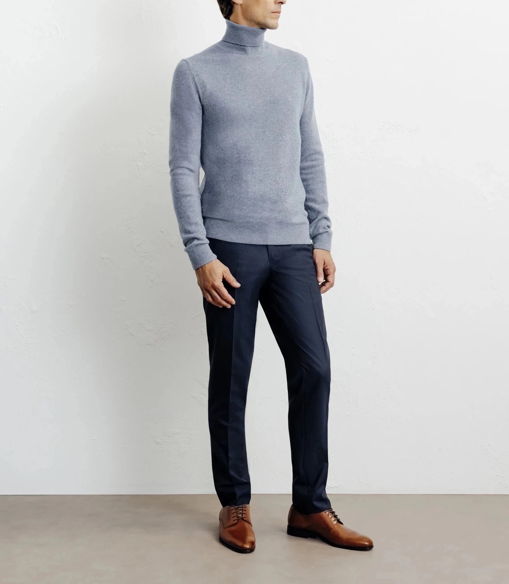 Pull col roulé 100% cachemire indigo - IZAC