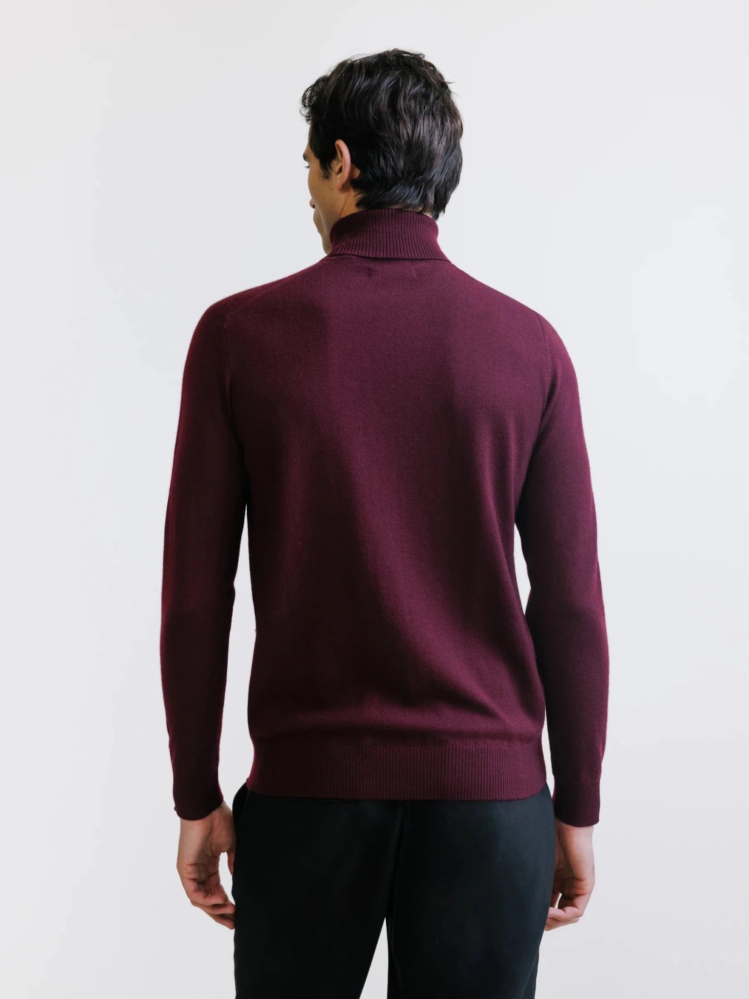 Pull col roulé en laine mérinos bordeaux - IZAC