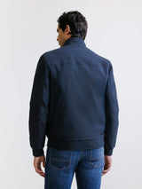 Navy high collar jacket