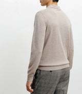 Pull col polo en laine mérinos beige