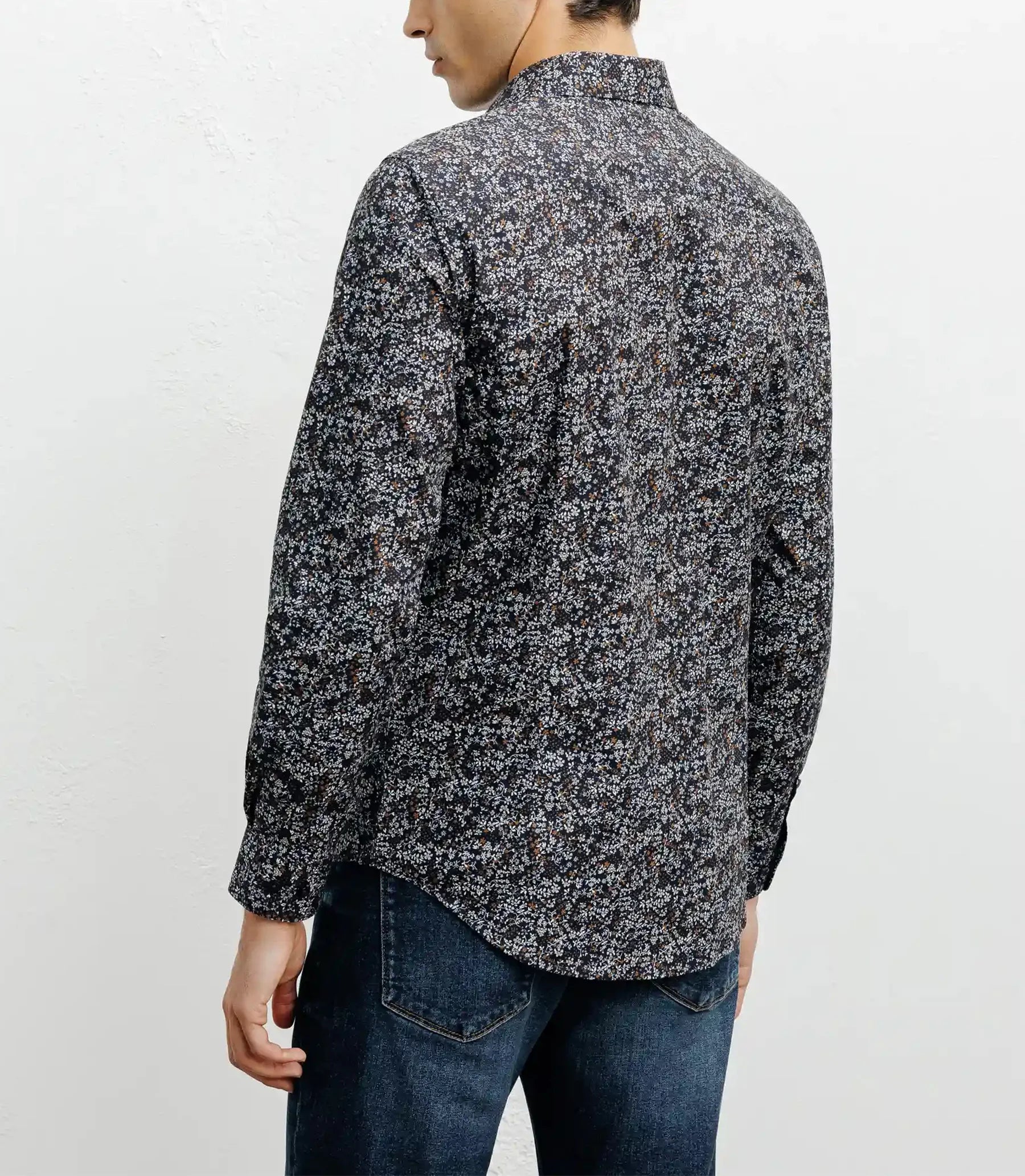 Chemise casual imprimé fleurs marine - IZAC