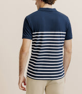 Polo boutonné marinière marine - IZAC