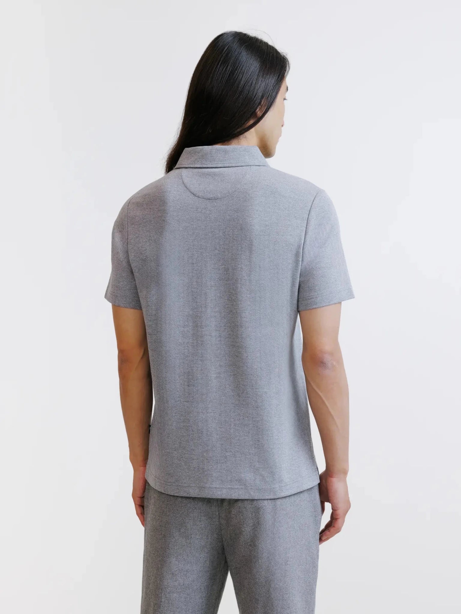 Polo en chevron gris chiné - IZAC