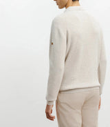 Beige open polo-neck sweater