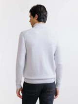 Pull demi-zippé en laine mérinos gris chiné - IZAC