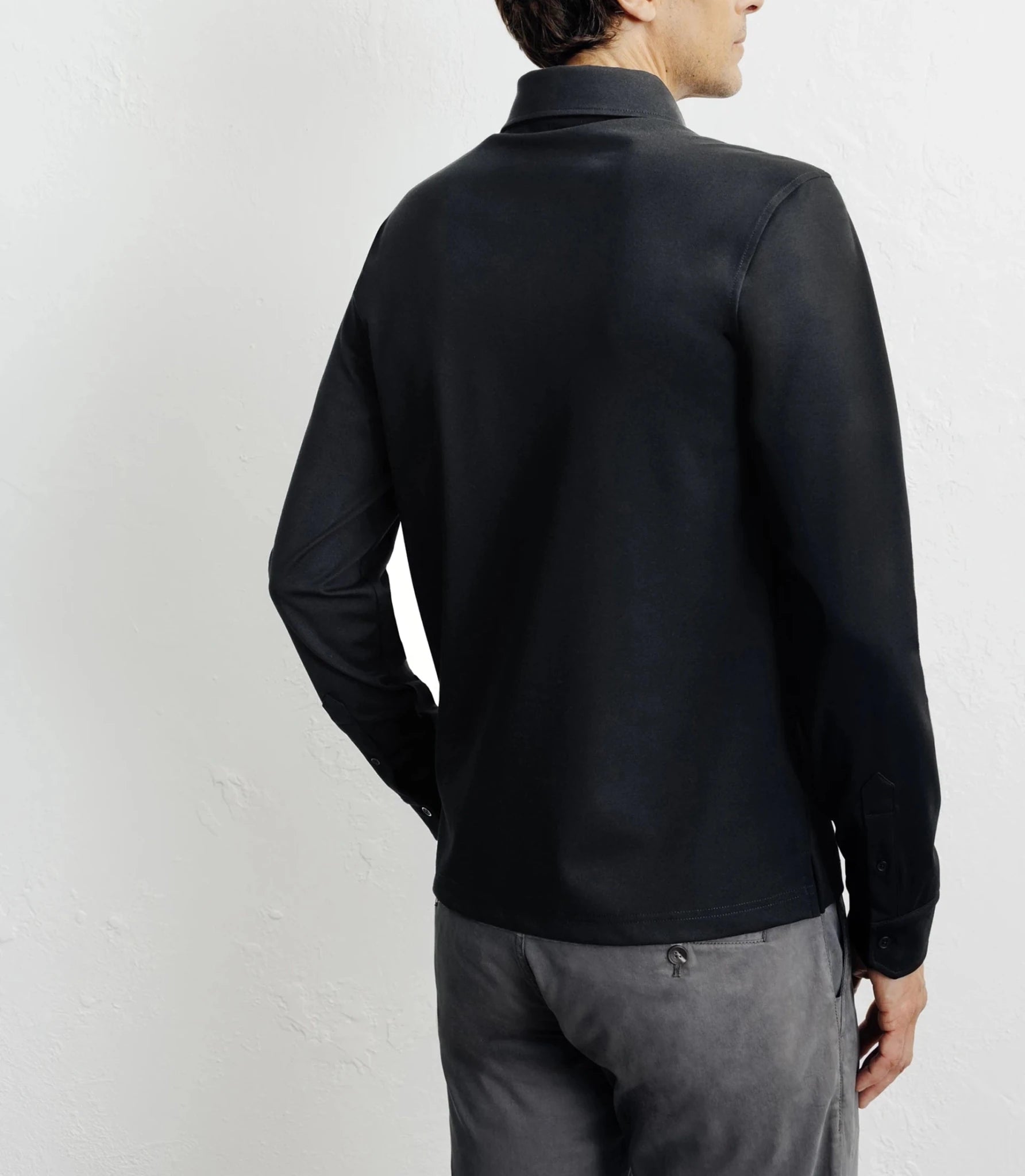 Polo boutonné manches longues noir - IZAC
