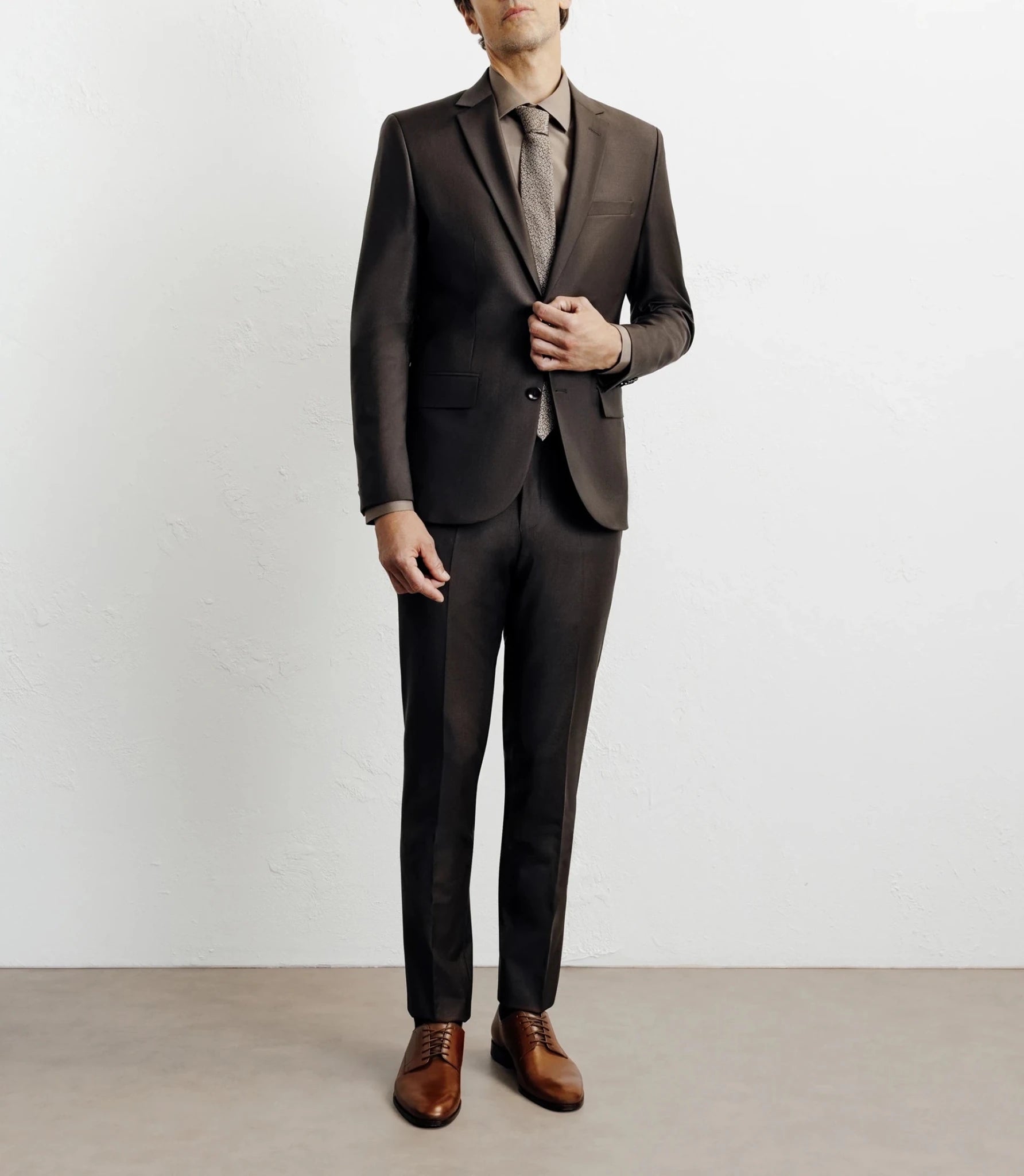 Costume 2 boutons laine majoritaire marron - IZAC