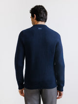 Cardigan col chemise en laine marine