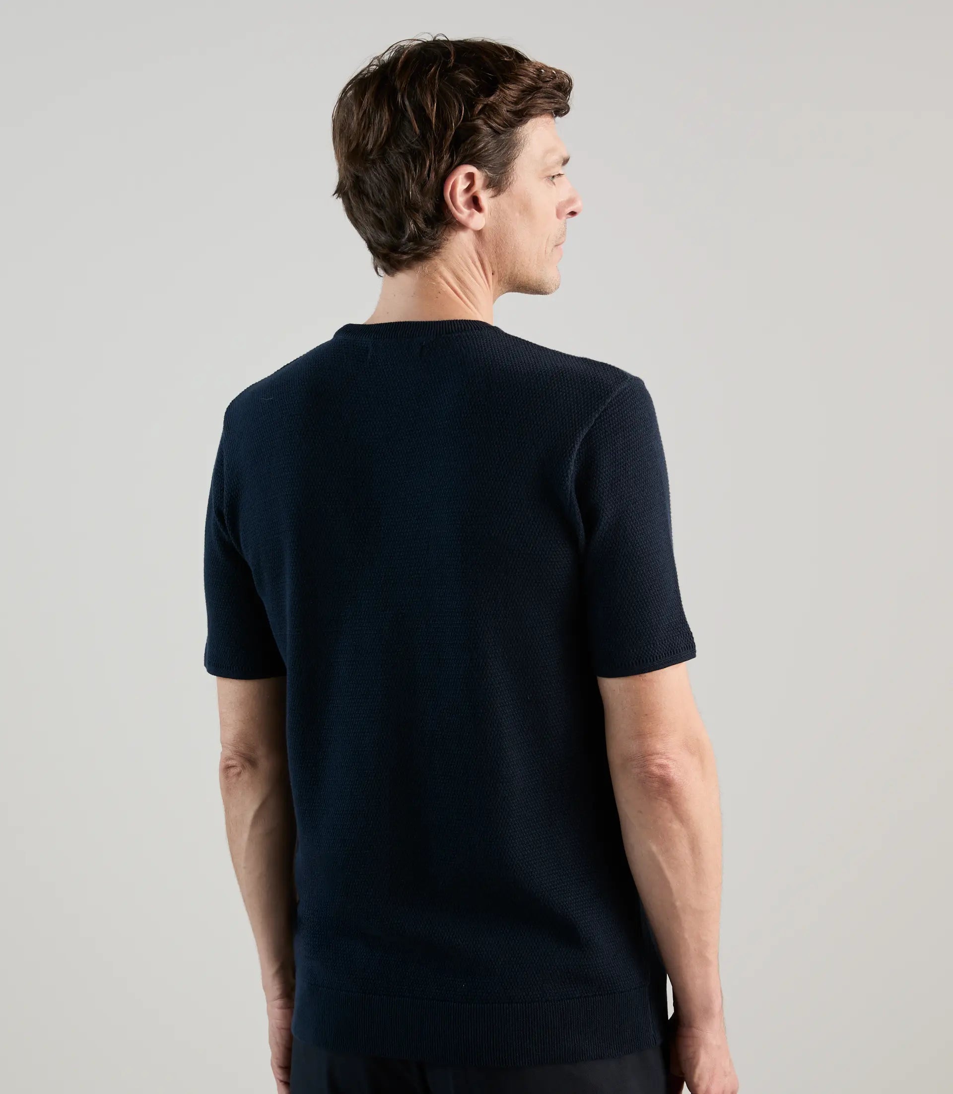 T-shirt à manches courtes en jeu de points marine - IZAC