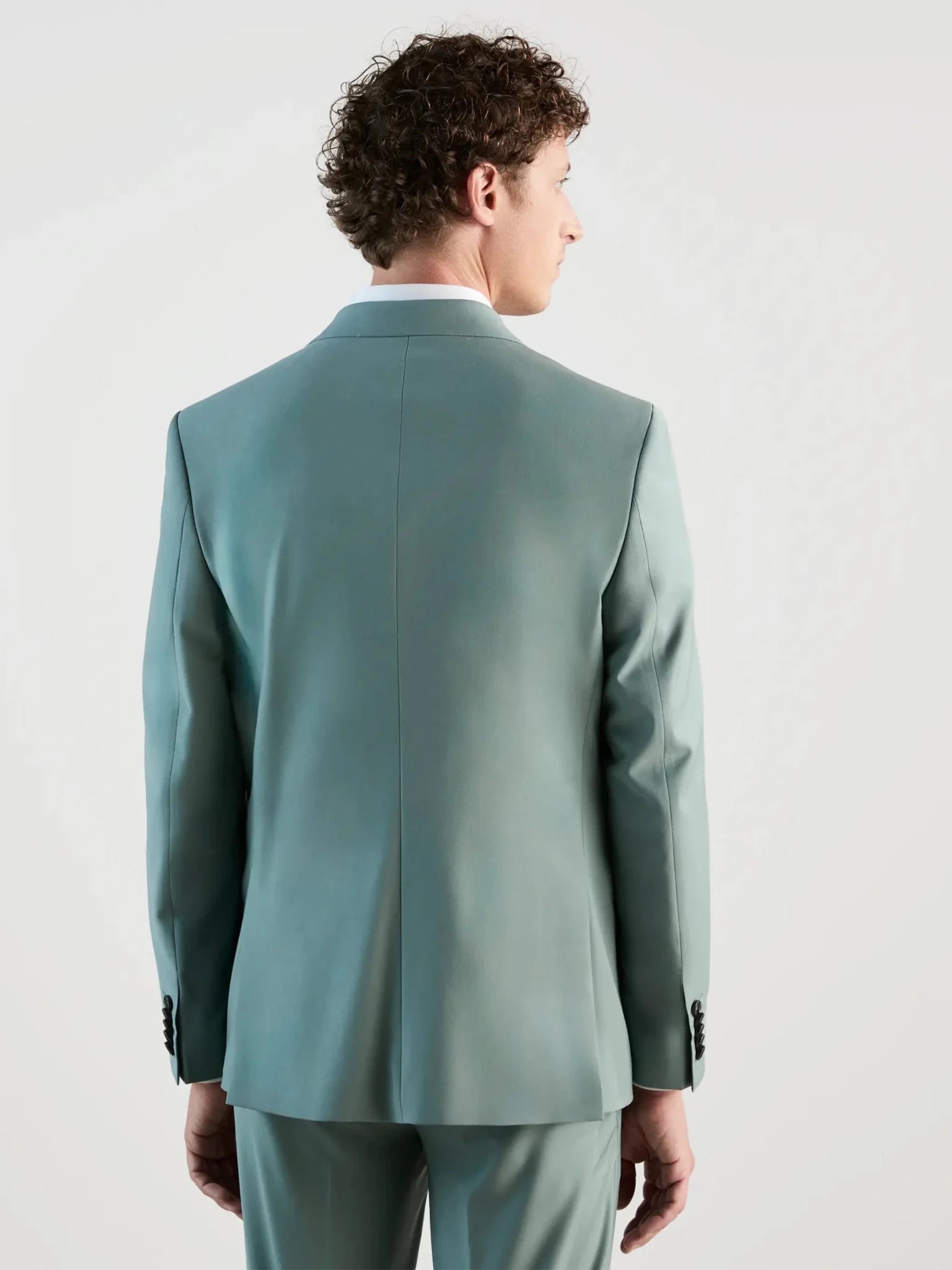 Costume 2 boutons en laine majoritaire vert clair - IZAC