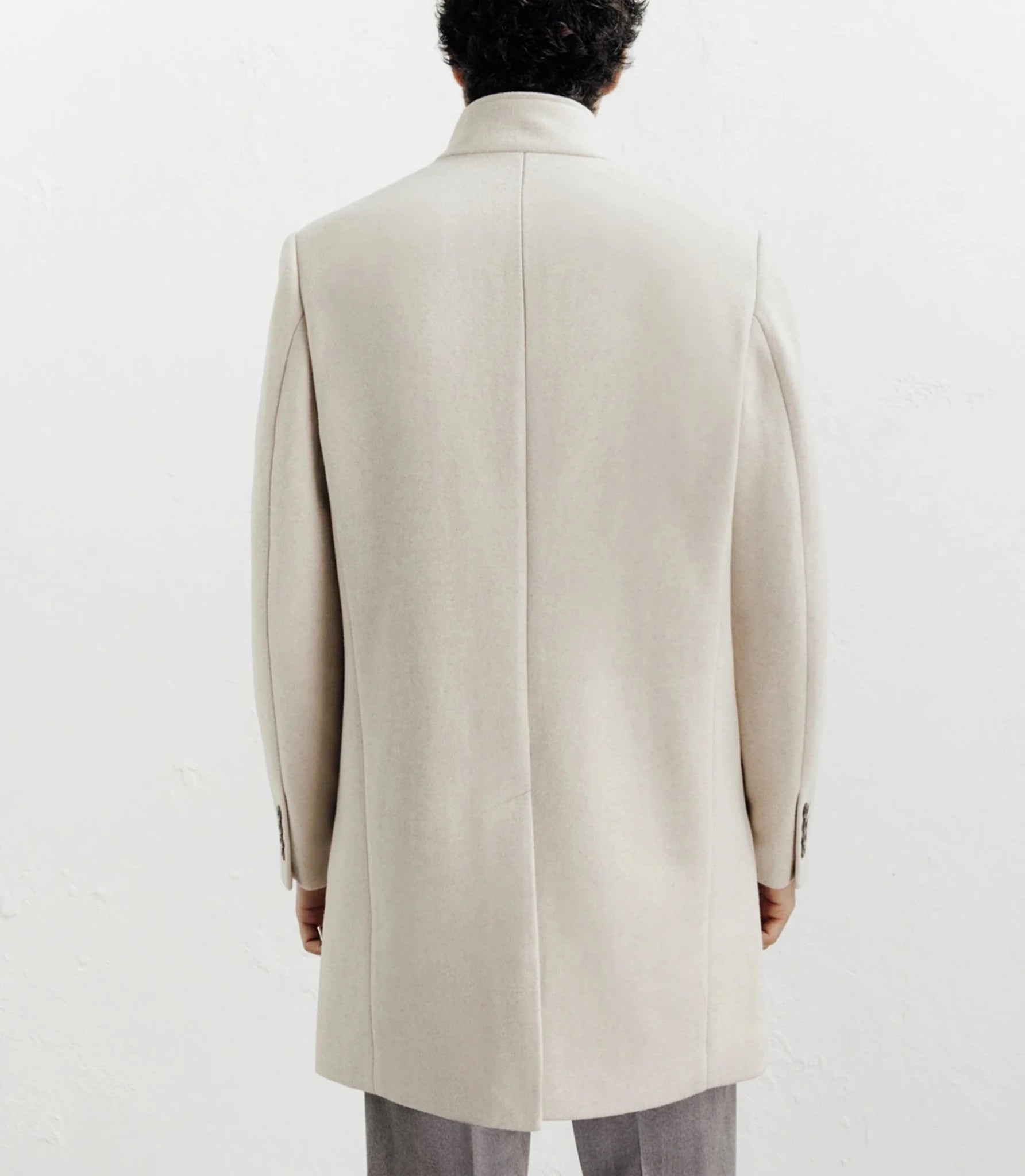 Manteau ville à col mao beige - IZAC