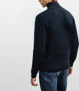Zipped vest with navy stitch pattern