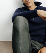 Pull en laine col camionneur marine