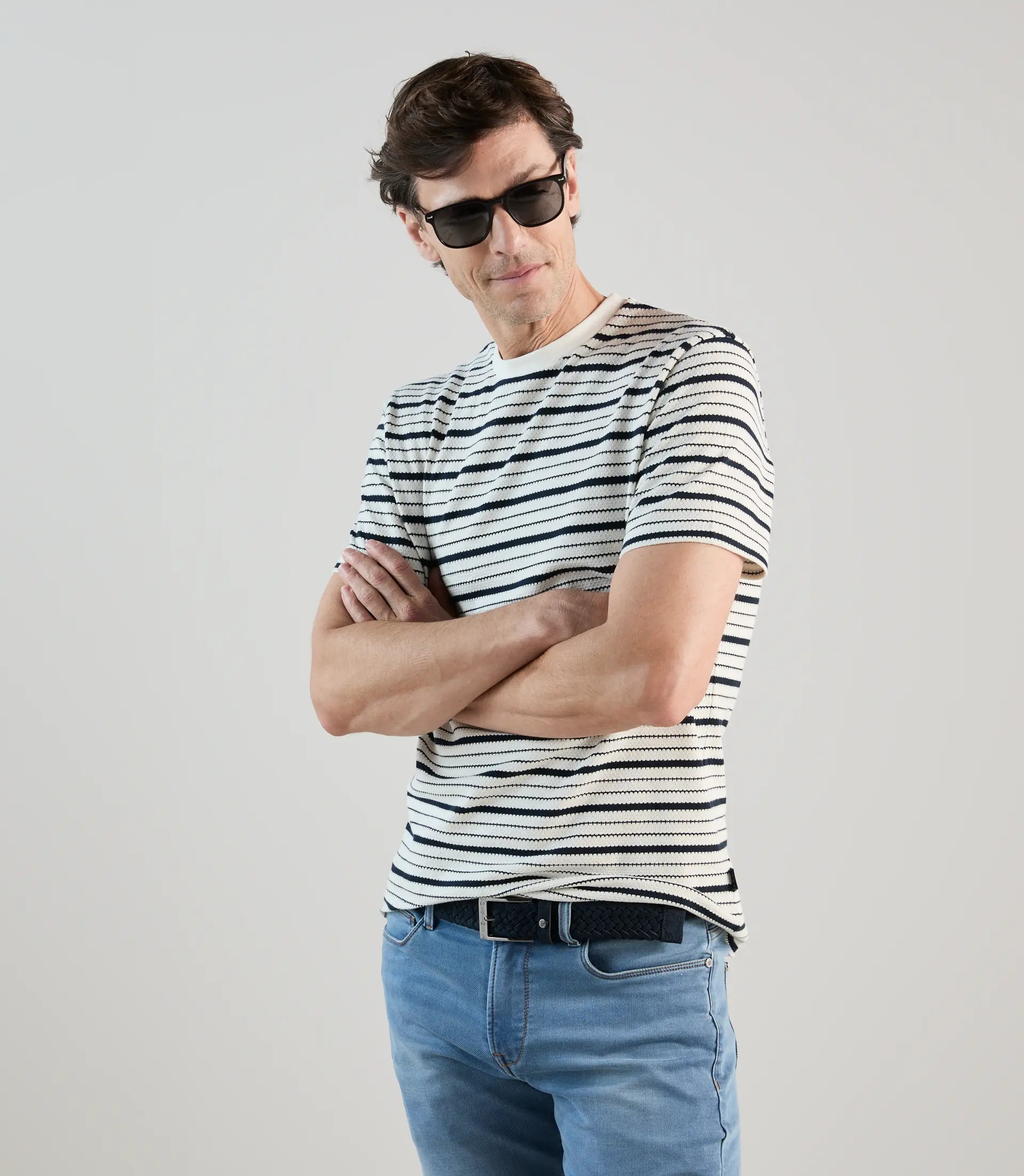 T-shirt à manches courtes rayé marine - IZAC