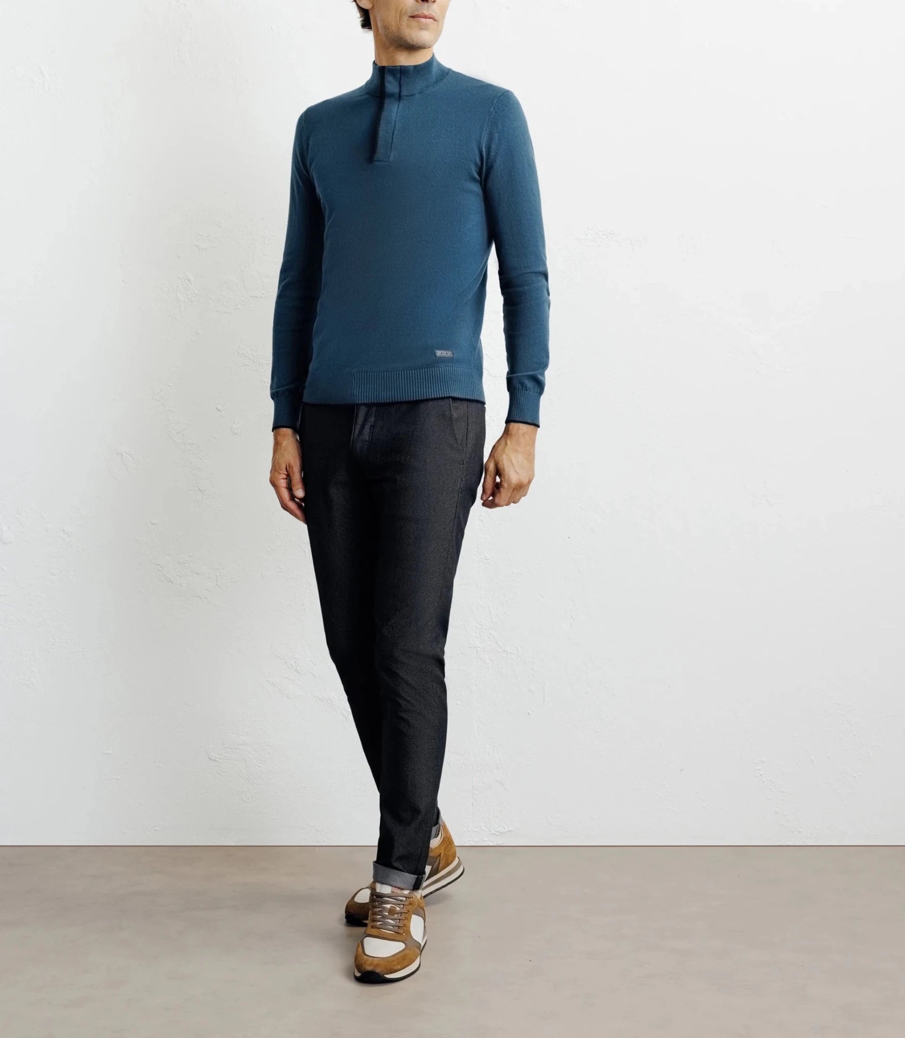 Pull col montant demi zippé canard