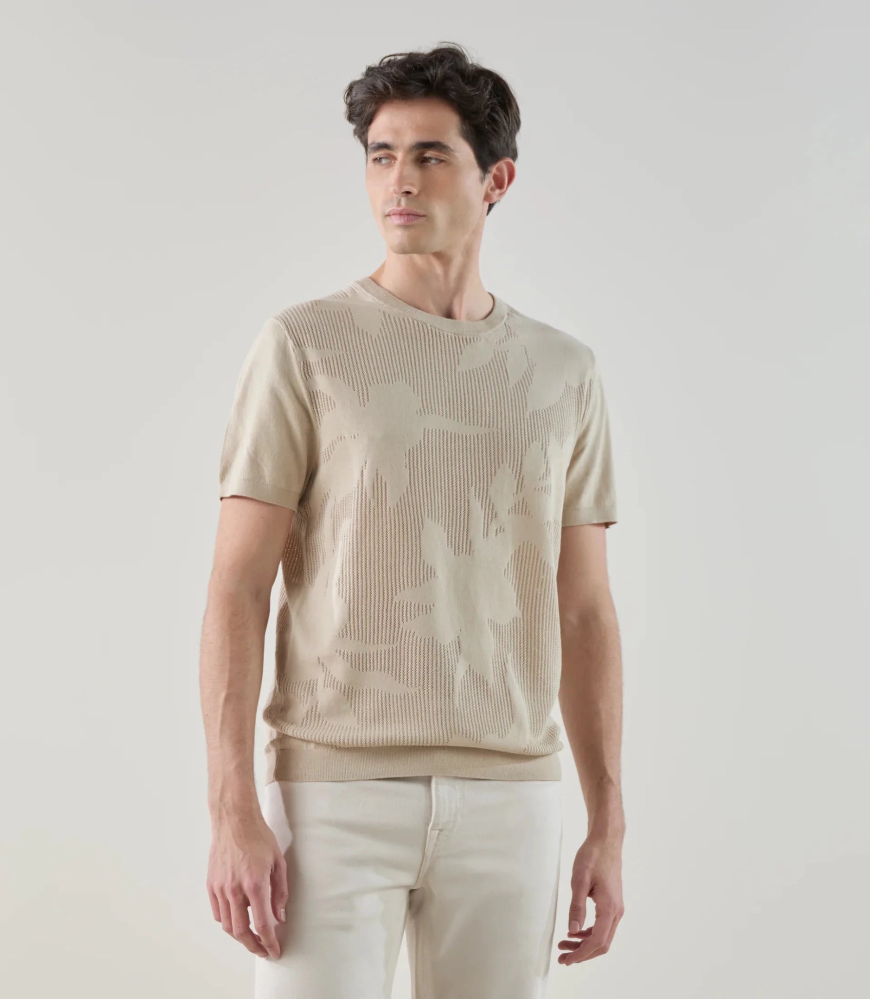 T-shirt en maille beige - IZAC