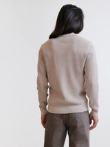 Pull à col polo ouvert à jeux de points beige - IZAC