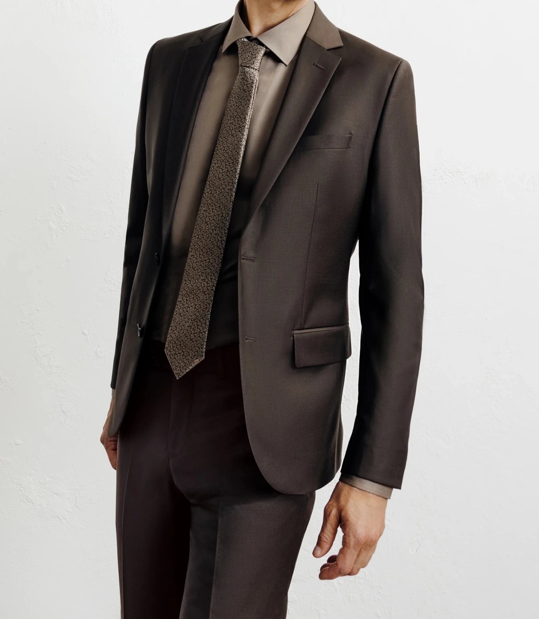 Costume 2 boutons laine majoritaire marron - IZAC