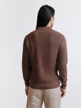 Pull col rond à jeu de points tabac