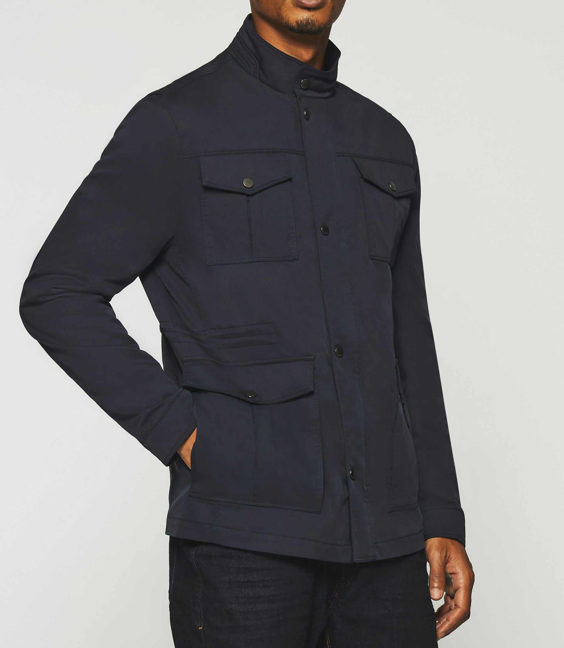 Veste saharienne 4 poches marine RONALD - IZAC