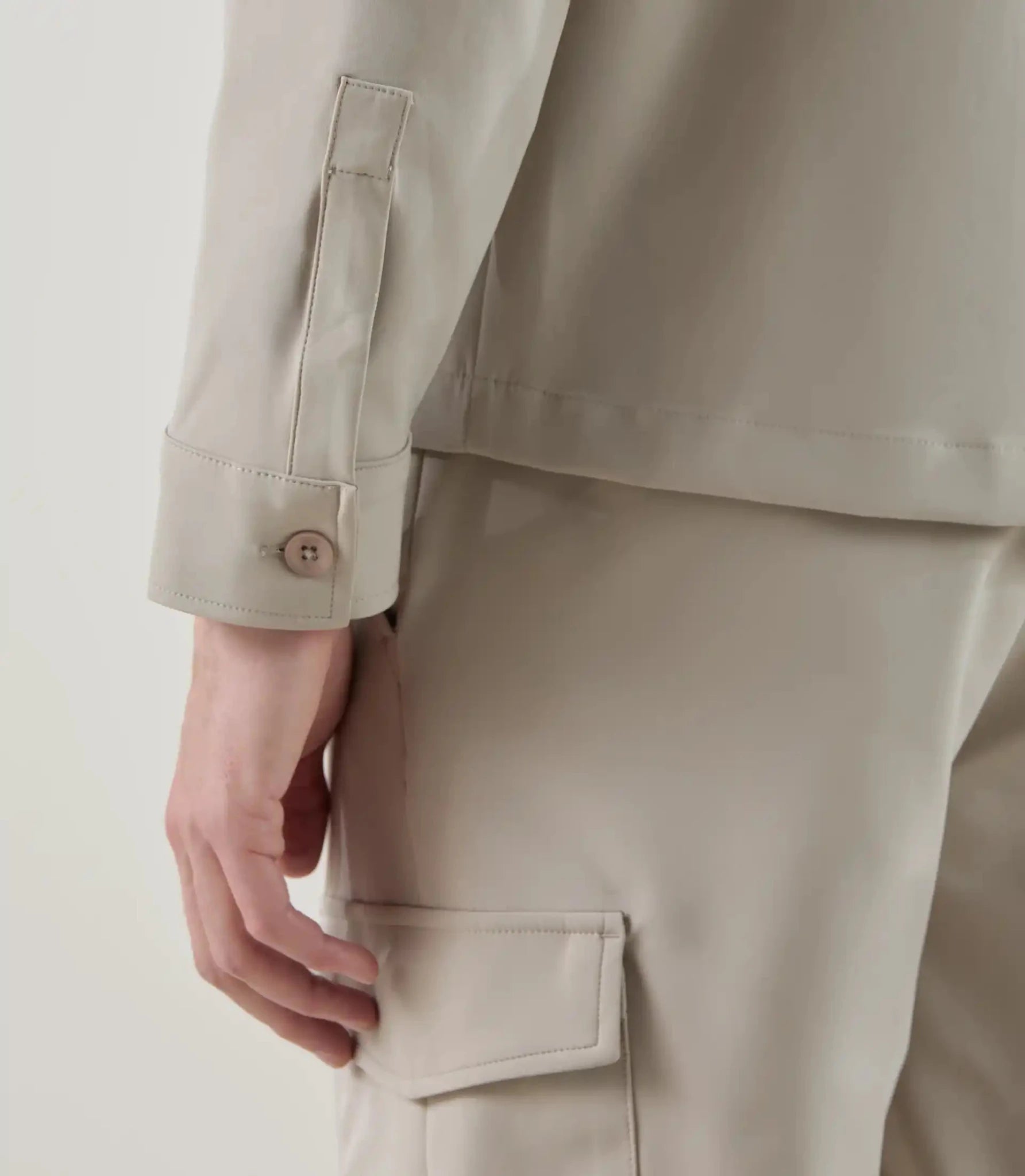 Blouson col chemise tissu technique beige - IZAC