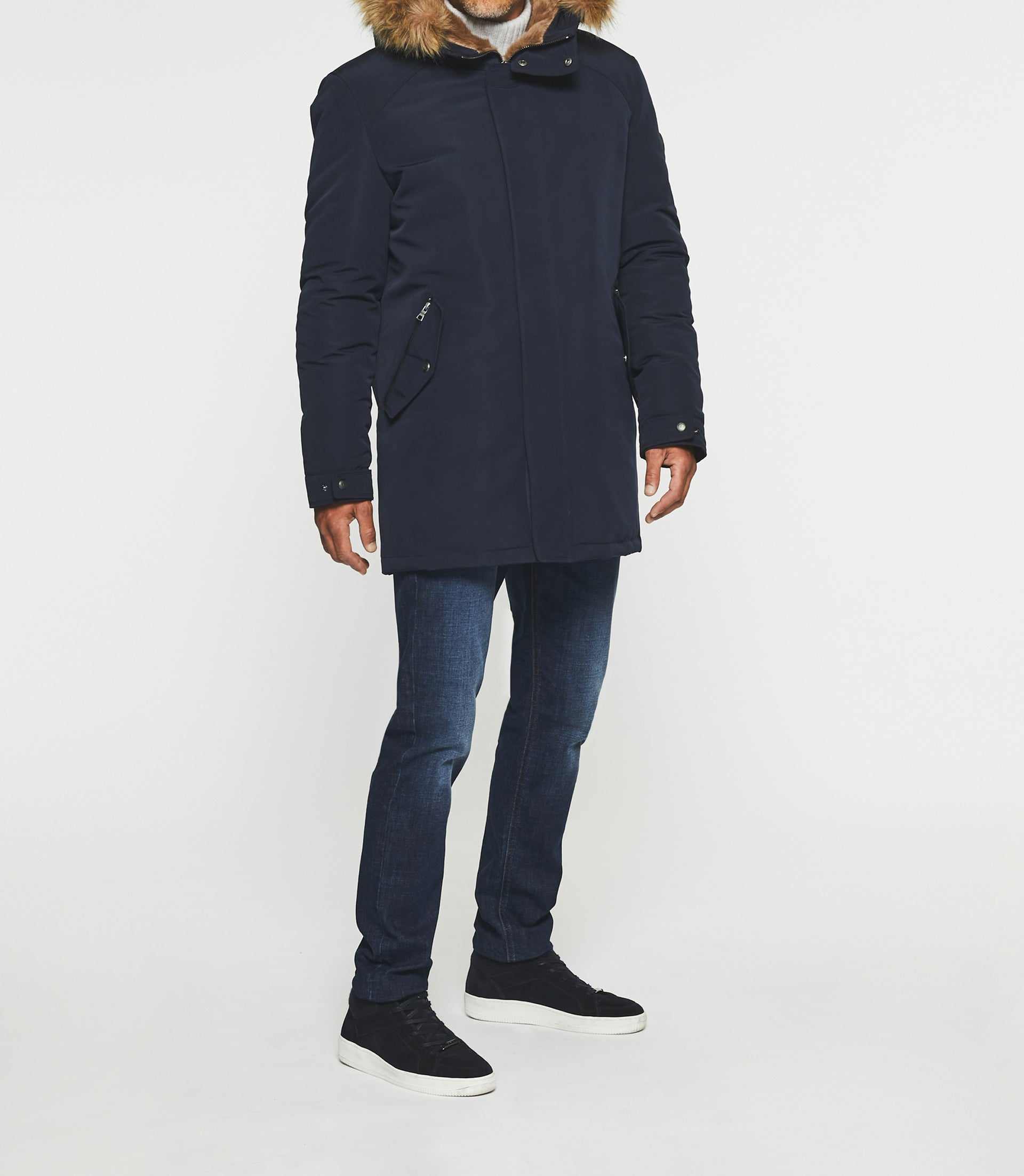 Parka longue à capuche marine MANOURY - IZAC